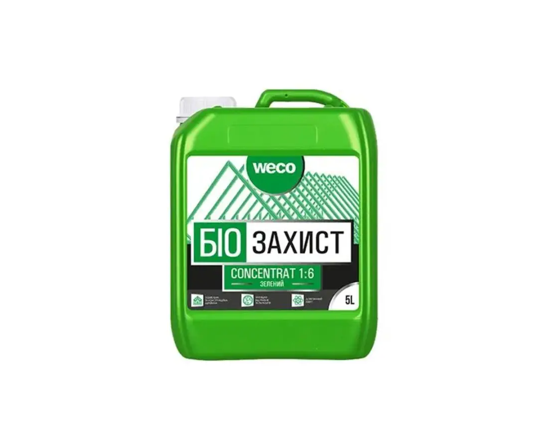 ანტისეპტიკური კონცენტრატი 1:6  Weco 10 L მწვანე — ხის საფარი
